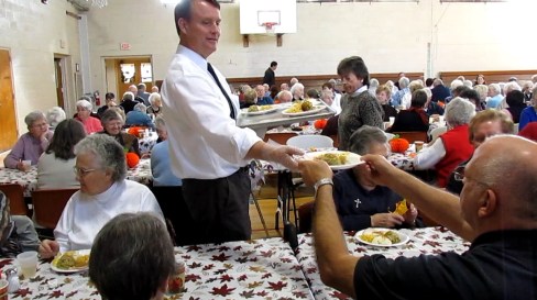 Senator Moore Serving Turkey to Grafton Seniors on November 6 - Photo by Richard Price of the Grafton Villager