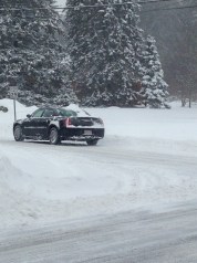 This car lost traction on Mendon Street