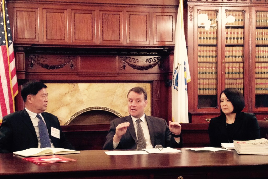 Senator M Moore Speaks with Chinese Delegation