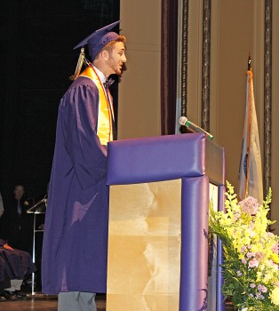 Class President and Valedictorian Theodore Floyd called on the Class of 2016 to maintain the family-like bond they established over four years at Blackstone Valley Tech