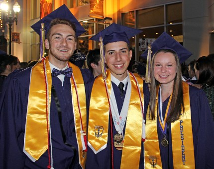 President/Valedictorian Theodore Floyd of Upton, Salutatorian Michael Altavilla of Mendon, and Student Council President Megan Sweeney of Sutton. Theodore, Michael, and Megan graduated from the Electronics & Engineering Technology program.